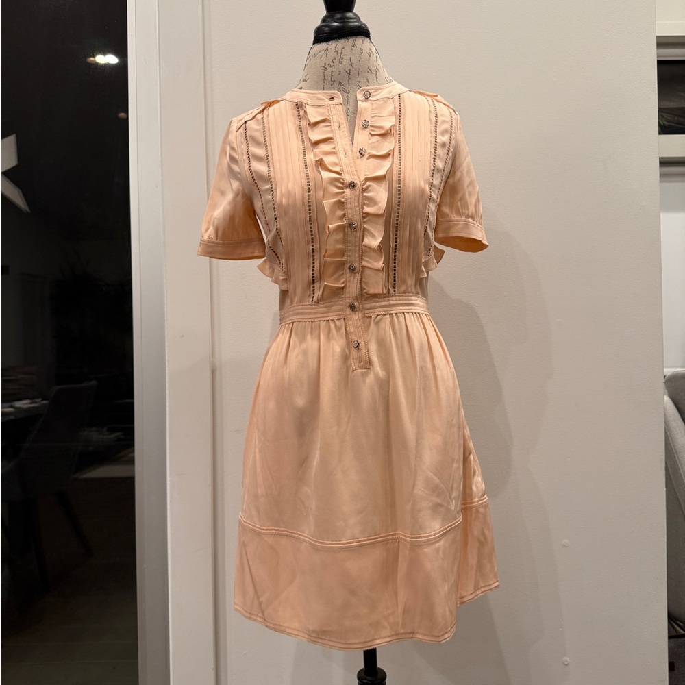 Coach silk Elegant Peach Ruffle Dress size 0